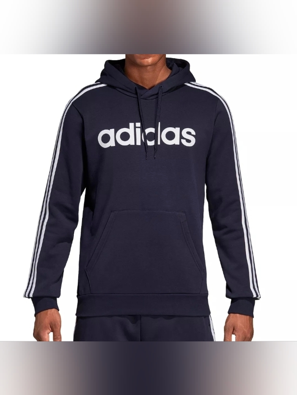 adidas Essential 3 Stripe Pullover Hoodie VGUC Size L